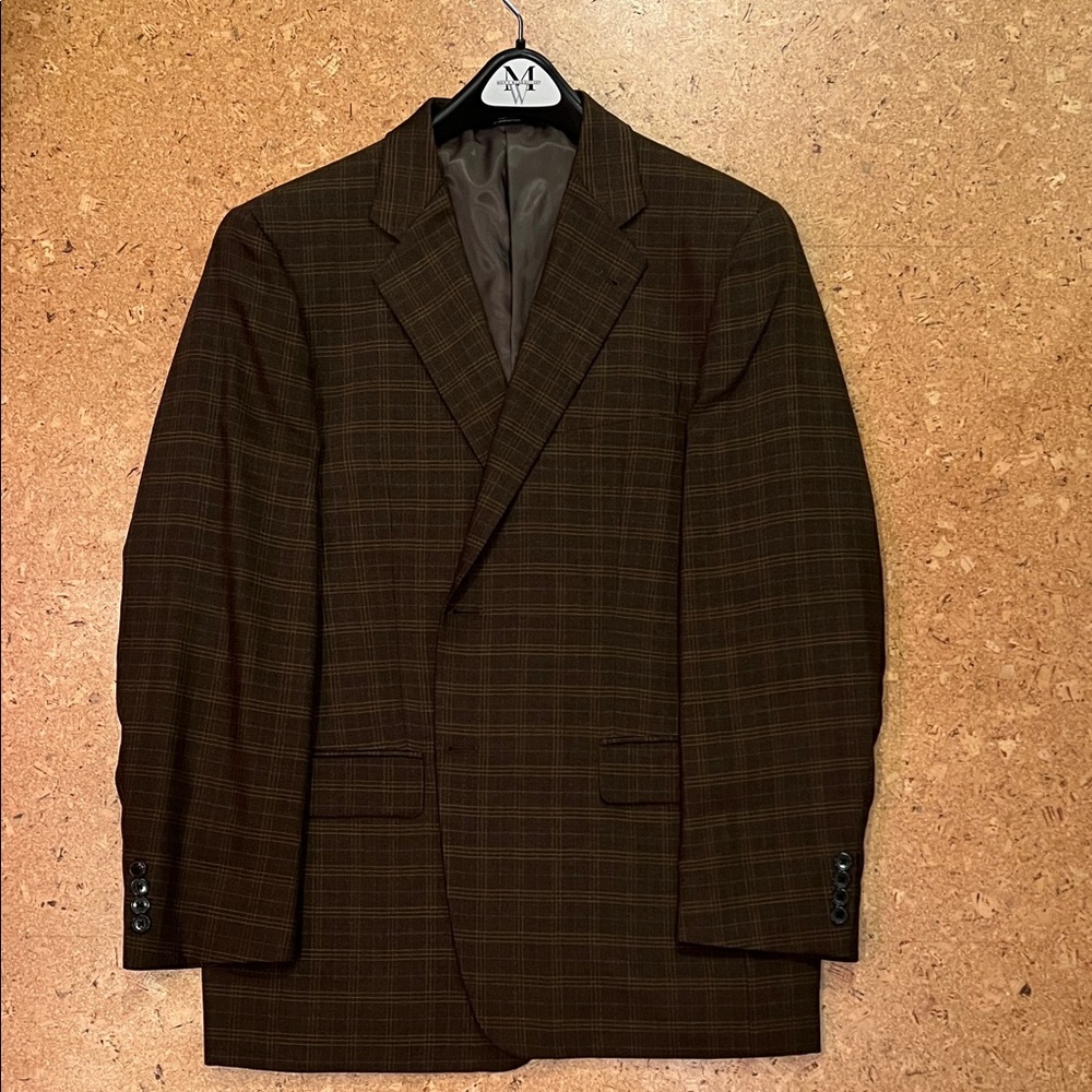 Joseph Abboud Dark Brown Plaid Blazer | 42R